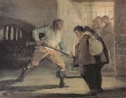 Francisco Goya, El Maragato points a gun on Friar Pedro